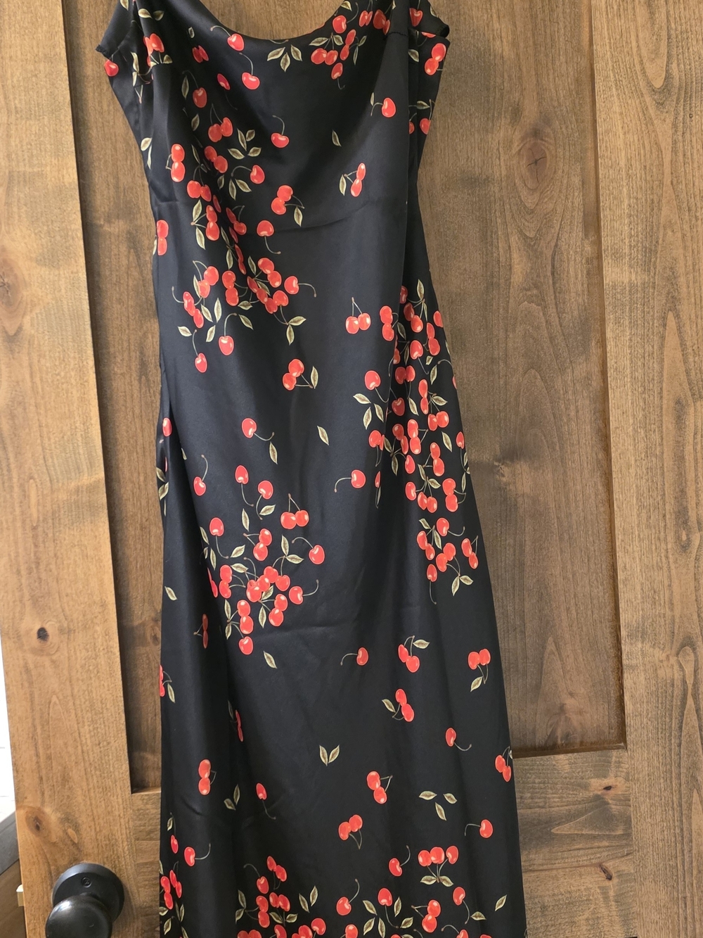 Vici Black Cherry-Print Midi Slip Dress